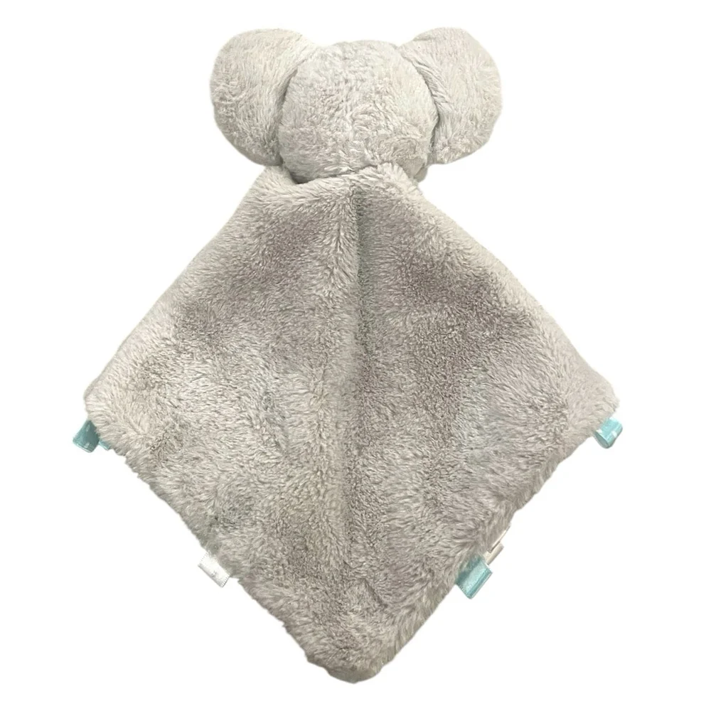 Kellytoy Elephant Rattle Toy Plush Lovey Silky Ribbon Tags Security Blanket Gray